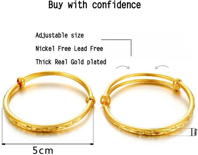 Ethlyn 2pcs/lot 18K Gold Plated Stars Kids Lucky Bangles &bracelets Birthday Christmas Gifts for baby boys and girls - Image 3