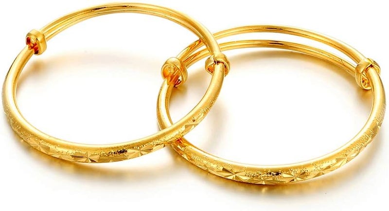 Ethlyn 2pcs/lot 18K Gold Plated Stars Kids Lucky Bangles &bracelets Birthday Christmas Gifts for baby boys and girls - Image 1