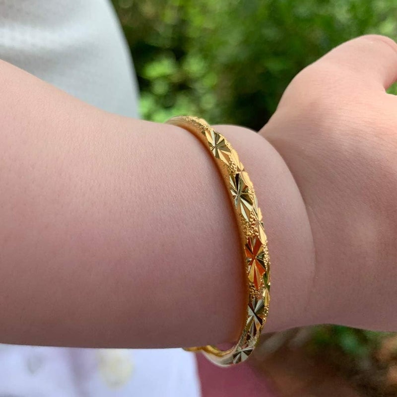 Ethlyn 2pcs/lot 18K Gold Plated Stars Kids Lucky Bangles &bracelets Birthday Christmas Gifts for baby boys and girls - Image 4