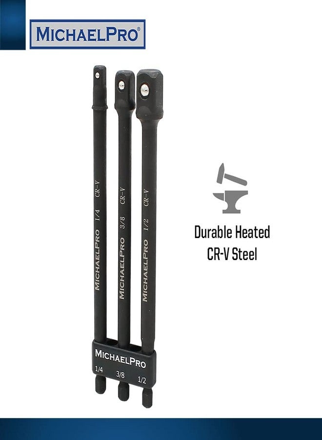 MichaelPro 6-Inch Impact Grade Socket Adapter Set, Extension Bit with Holder, 1/4", 3/8", and 1/2" Drive, Converts Impact Drill Driver into High Speed Socket Driver | MP005021 - Image 5
