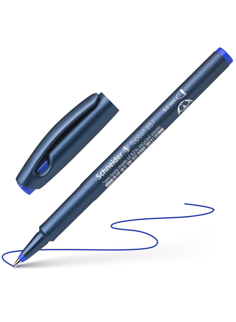 Schneider قلم حبر جاف رولر بال 857 من 10 قطع، رأس 0.6 مم، حبر أزرق - Image 2