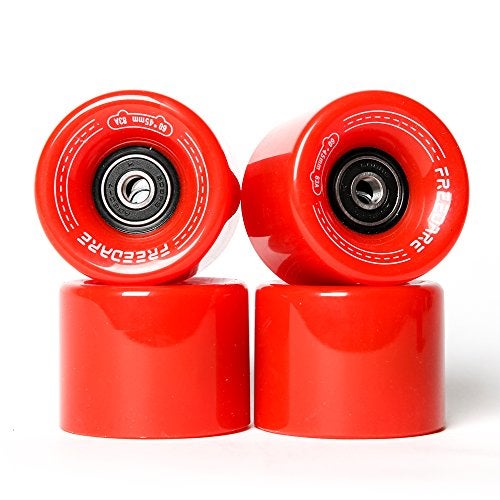 FREEDARE Skateboard Wheels 60mm 83a with Bearings and Spacers Cruiser Wheels (Red,Pack of 4) - Image 1