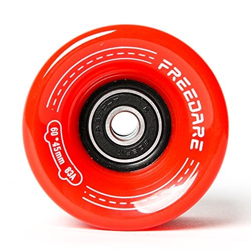 FREEDARE Skateboard Wheels 60mm 83a with Bearings and Spacers Cruiser Wheels (Red,Pack of 4) - Image 3