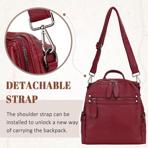 VX VONXURY Backpack Purse for Women, Soft Faux Leather Convertible Travel Daypack for Ladies with Detachable Strap - Image 4