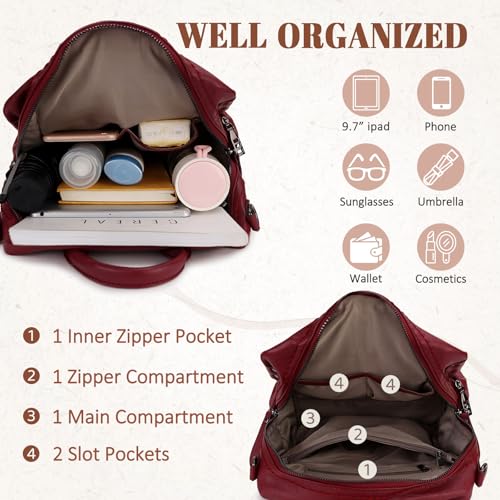 VX VONXURY Backpack Purse for Women, Soft Faux Leather Convertible Travel Daypack for Ladies with Detachable Strap - Image 3