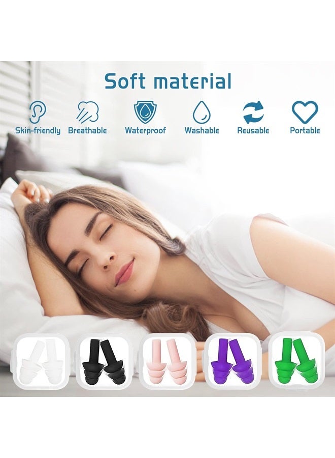 Aniann 10 Pairs Swimming Earplugs Silicone Noise Cancelling Ear Plugs Reusable Waterproof Earplugs with Case for Swimming and Sleeping, 10 Assorted Colors - Image 2