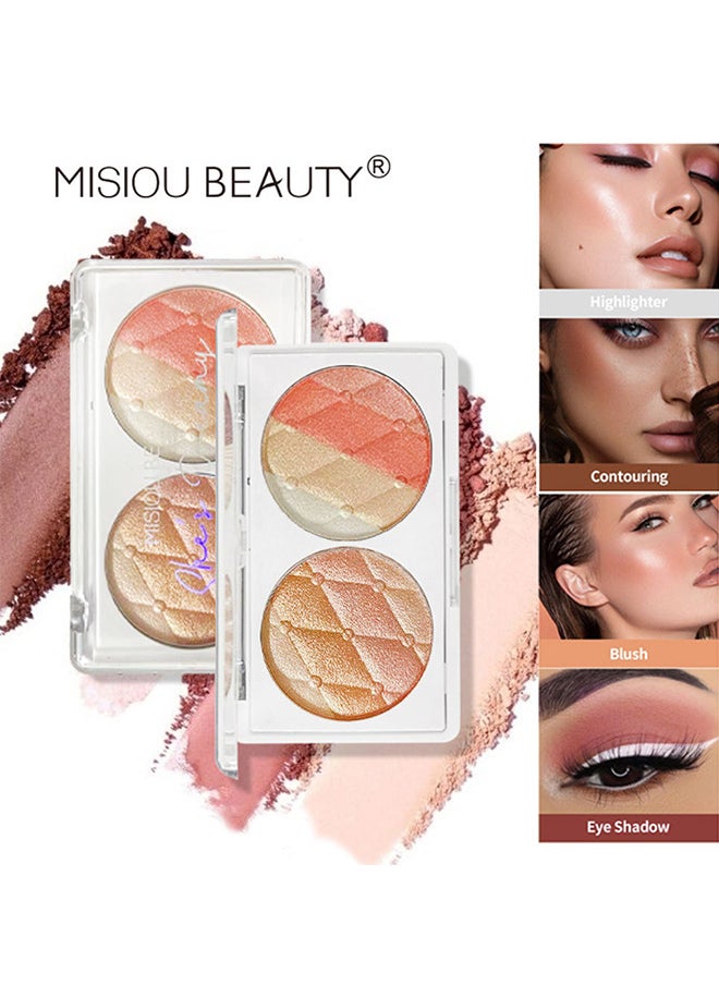 Misiou Beauty - Powder Blusher Repair Plate, Makeup Palette, Face And Body Shimmer Highlighters Powder Natural Nude Shiny Contour Concealer Palette Waterproof And Long Lasting Brilliant Lighten Skin Color - Image 1