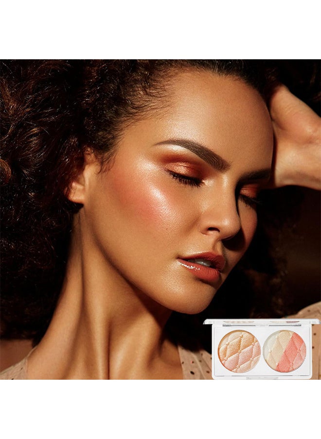 Misiou Beauty - Powder Blusher Repair Plate, Makeup Palette, Face And Body Shimmer Highlighters Powder Natural Nude Shiny Contour Concealer Palette Waterproof And Long Lasting Brilliant Lighten Skin Color - Image 1