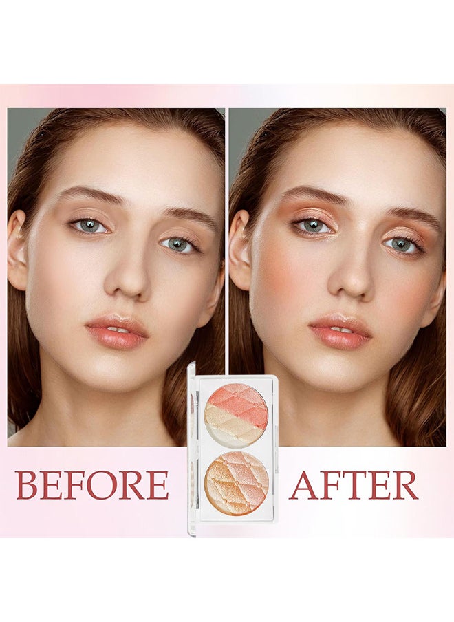 Misiou Beauty - Powder Blusher Repair Plate, Makeup Palette, Face And Body Shimmer Highlighters Powder Natural Nude Shiny Contour Concealer Palette Waterproof And Long Lasting Brilliant Lighten Skin Color - Image 1