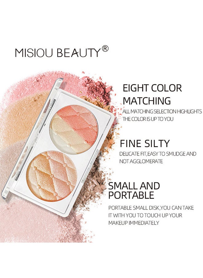 Misiou Beauty - Powder Blusher Repair Plate, Makeup Palette, Face And Body Shimmer Highlighters Powder Natural Nude Shiny Contour Concealer Palette Waterproof And Long Lasting Brilliant Lighten Skin Color - Image 1
