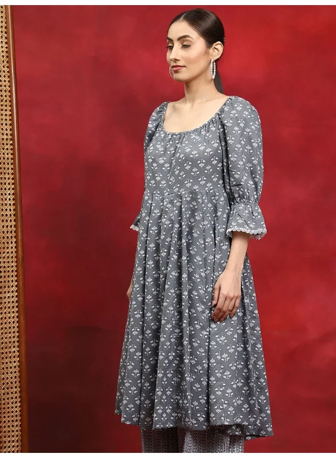 AKS AKS Ethnic Motifs Printed Empire Pure Cotton Kurta With Salwar