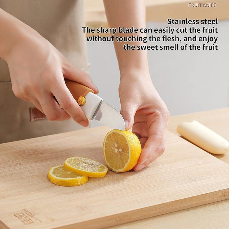SOLEGLOW 2in1 Pocket Knife Peeler for Kitchen Travel Stainless Steel Blade Portable Fruit Knife with Case MultiFunctional Tool Pack of 1 - Image 5