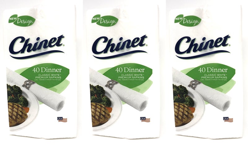 Chinet Classic White Premium Dinner Napkins 2 Ply 40 Count Pack of 3