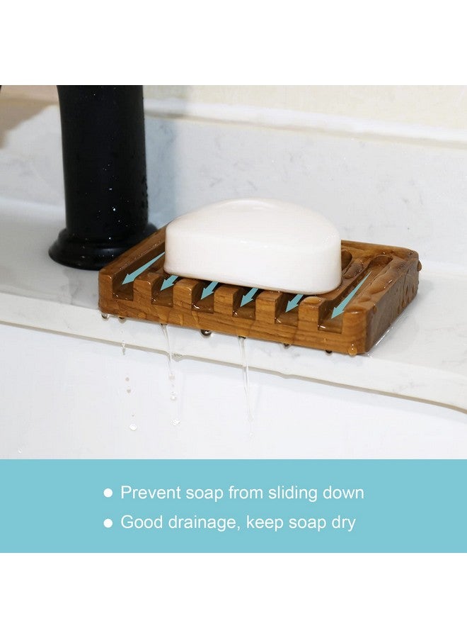 HTB 2PCS Self Draining Soap Dishes by HTB, Teak Wood Soap Holder, Soap Saver for Shower, Bathroom, Bath Tub, Kitchen Sponges, Easy Dry Extend Soap Life - Image 5