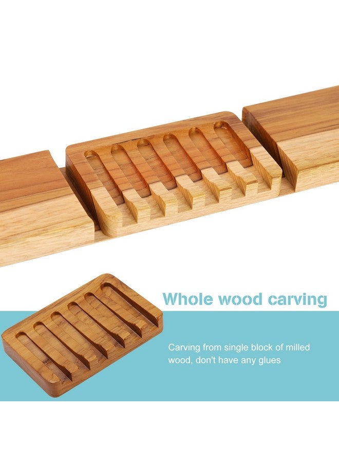 HTB 2PCS Self Draining Soap Dishes by HTB, Teak Wood Soap Holder, Soap Saver for Shower, Bathroom, Bath Tub, Kitchen Sponges, Easy Dry Extend Soap Life - Image 4