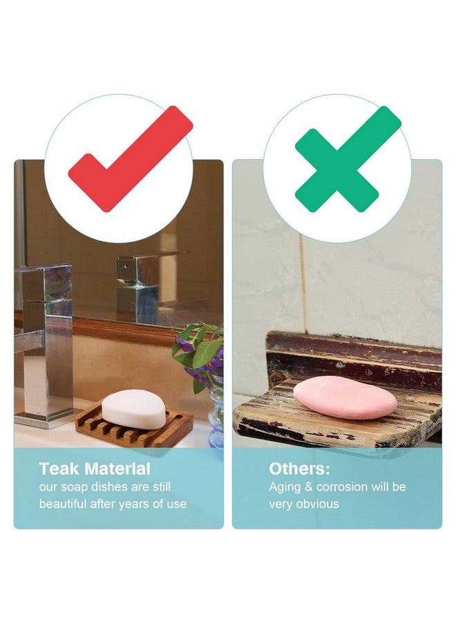 HTB 2PCS Self Draining Soap Dishes by HTB, Teak Wood Soap Holder, Soap Saver for Shower, Bathroom, Bath Tub, Kitchen Sponges, Easy Dry Extend Soap Life - Image 3