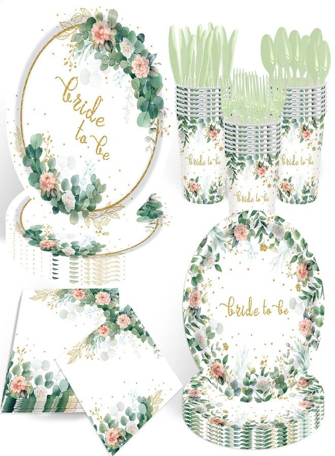 WEIKA 168 Pcs Floral Party Supplies Bridal Shower Paper Plates and Napkins Sets for 24 Guest, Floral Party Disposable Paper Dinner Plates, Cups, Forks, for Baby Shower Birthday Bridal Shower Supplies - Image 1