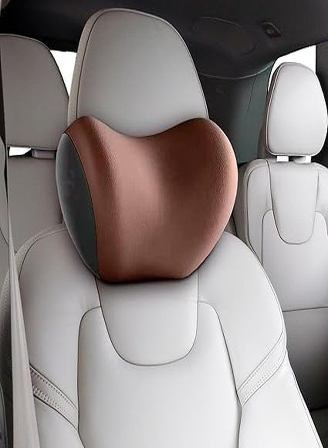 ELOTES Car Neck Pillow,Neck Pain Relief for Long Drive Car Seat Back Head Rest Memory Foam Pillow for Driving with Adjustable Strap,and Breathable Removable Cover (Brown) - Image 2