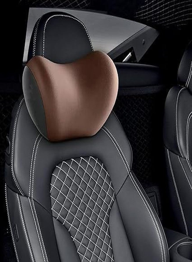 ELOTES Car Neck Pillow,Neck Pain Relief for Long Drive Car Seat Back Head Rest Memory Foam Pillow for Driving with Adjustable Strap,and Breathable Removable Cover (Brown) - Image 1