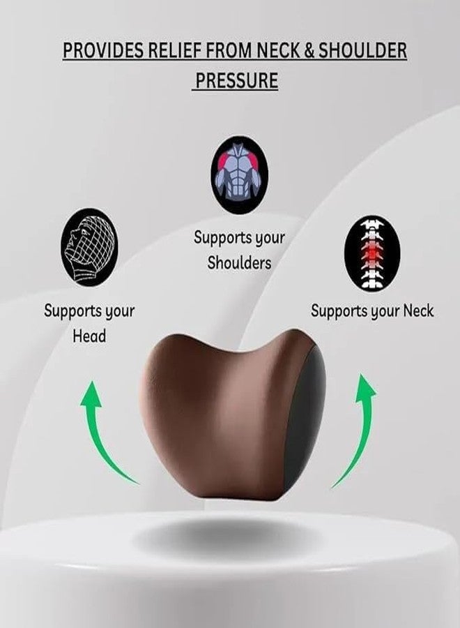 ELOTES Car Neck Pillow,Neck Pain Relief for Long Drive Car Seat Back Head Rest Memory Foam Pillow for Driving with Adjustable Strap,and Breathable Removable Cover (Brown) - Image 4