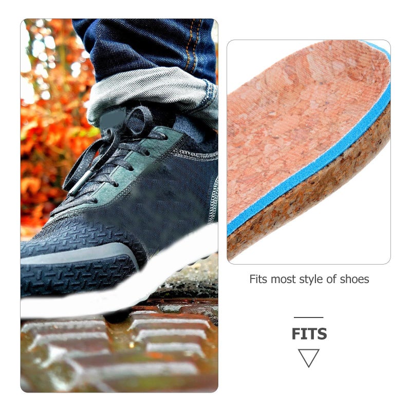Cork Height Increase Insoles Breathable Sweat Absorbing Half Shoe Lift Pads Size 41 42 - Image 4
