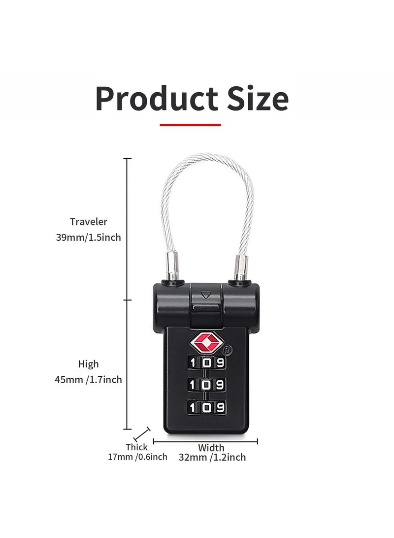 SYOSI 2 Pcs TSA Luggage Locks, 3 Digit Combination Padlock for Suitcase Zipper, TSA Luggage Password Lock for Travel Suitcases Luggage Bag Case (Black) - Image 2