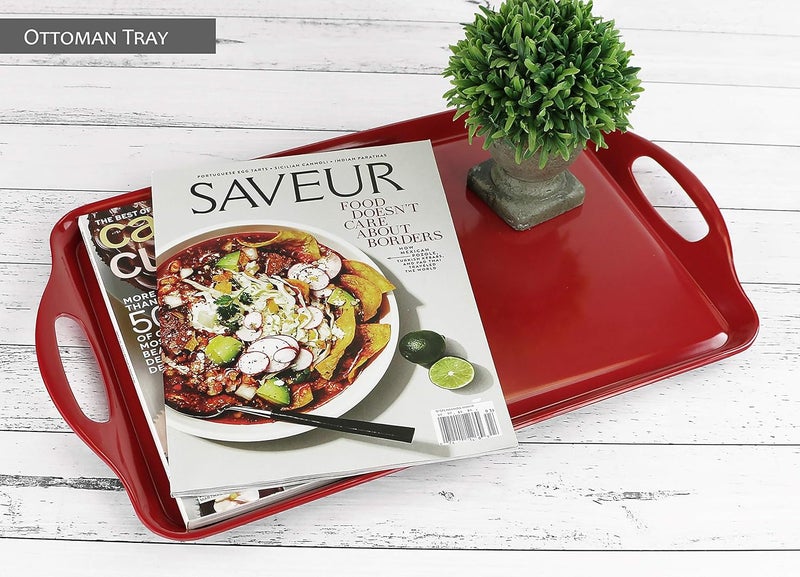 Reston Lloyd Calypso Basics Reston Lloyd Melamine ServingOttoman Handles Rectangular Tray Red - Image 4