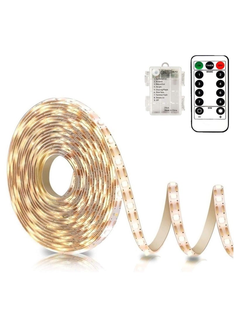 Battery Powered Led Strip Lights with Remote Warm White, 8 Modes, Dimmable, Timer, Self-Adhesive, Cuttable, Waterproof, 9.8FT 90Led Strip Lights for TV Kitchen Cupboard Bedroom Decor - pzsku/Z2B5EE94AAABEB5790F2AZ/45/_/1732095236/ae655263-6eec-4a85-b845-794a2c9f7cef