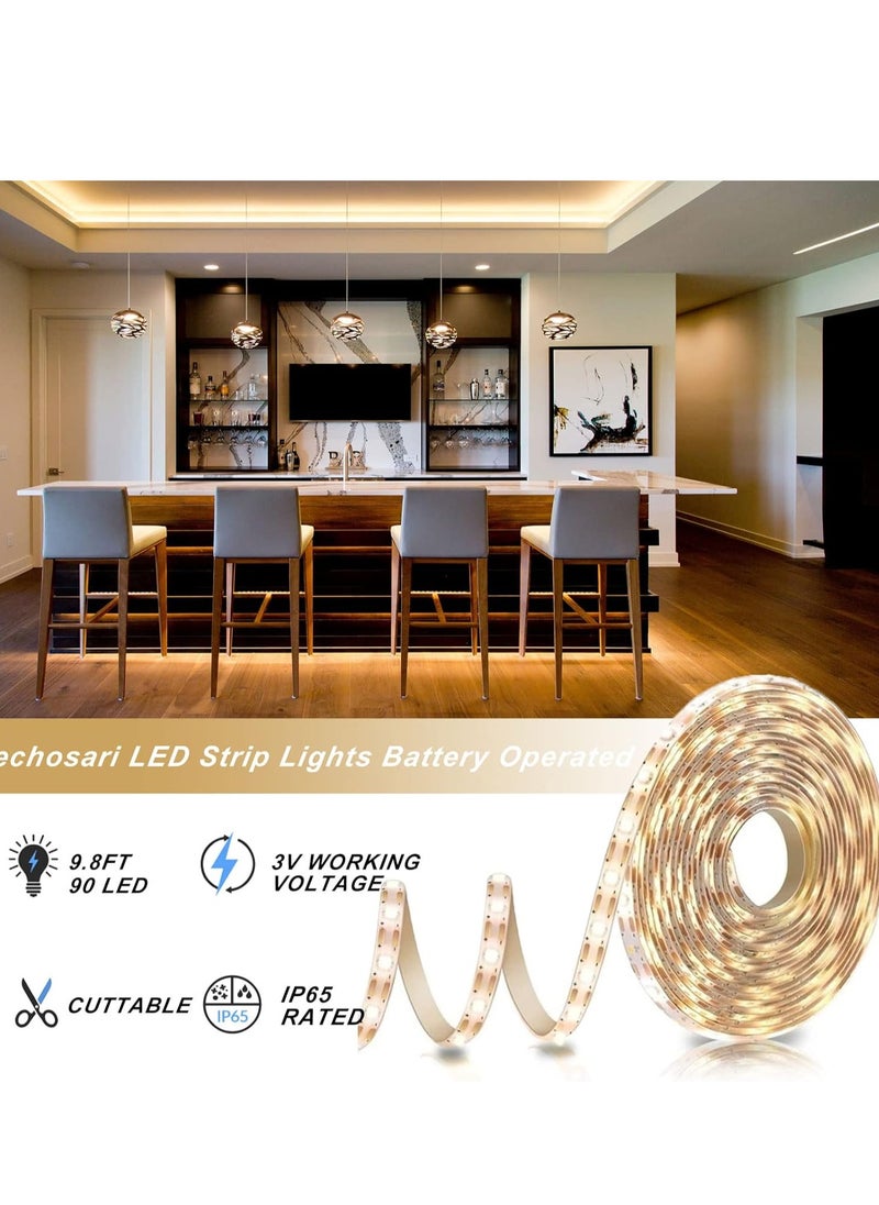 Battery Powered Led Strip Lights with Remote Warm White, 8 Modes, Dimmable, Timer, Self-Adhesive, Cuttable, Waterproof, 9.8FT 90Led Strip Lights for TV Kitchen Cupboard Bedroom Decor - pzsku/Z2B5EE94AAABEB5790F2AZ/45/_/1732095270/56bff10e-c7bd-4e1d-a2db-255742405350