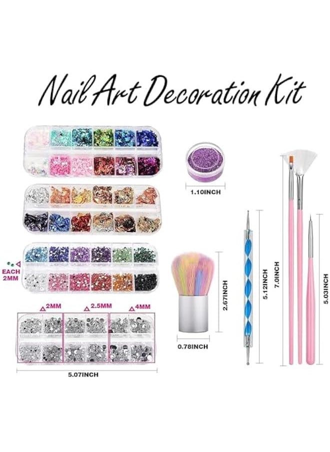 HOOKOR Nail Art Kit,Nail Design Tools Kit with Nail Art Brushes,Nail Dotting Tools,Nail Heart Glitter Sequins,Nail Foil Flakes,Nail Dust Brush,Nail Accessories Nail Design Kit for Beginner  - Image 3