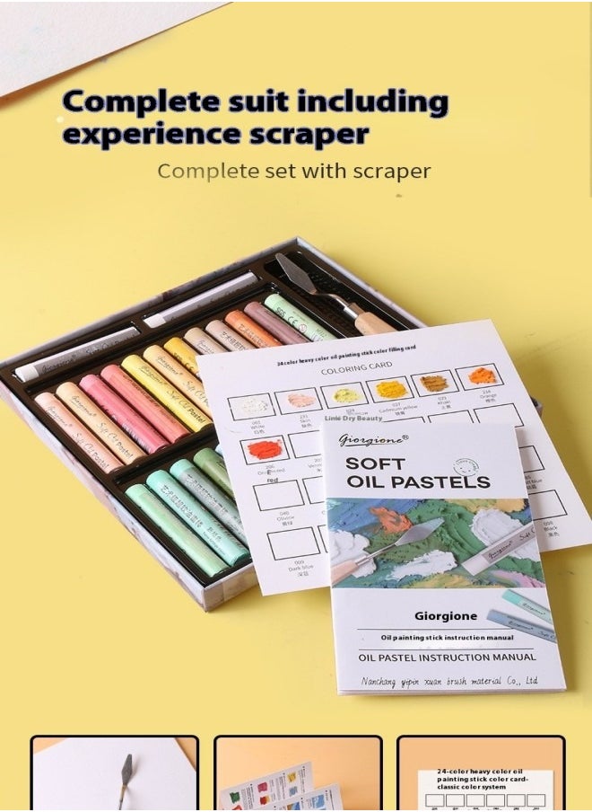 Giorgione - 24-Color Heavy Pigment Oil Pastel Set – Super Soft Crayons with Scraper Tool - Image 1