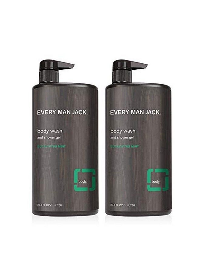Every Man Jack - Men Body Wash Eucalyptus Mint | 33.8Ounce Twin Pack 2 Bottles Included | Naturally Derived Parabensfree Pthalatefree Dyefree And Certified Cruelty Free - Image 1