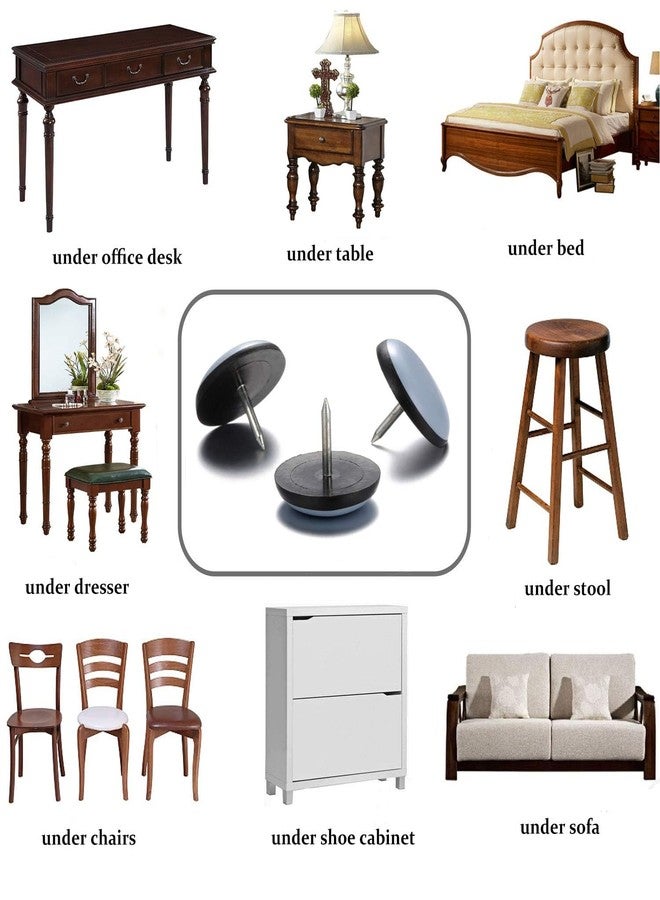 Furnigear منزلقات أثاث - منزلقات أرجل الكراسي من مادة PTFE (التفلون) من Furnigear للسجاد والأسطح الخشبية الصلبة - انقل أثاثك بسهولة وأمان - أفضل واقي للأرضيات (1 بوصة/مسمار، عبوة من 40 قطعة) - Image 4