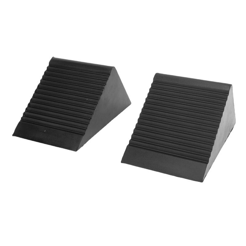 Wheel Chocks: 2-Pack Heavy Duty Rubber - Quick Grip Tread Design for RVs, Trucks, Trailers, ATVs and Cars - Image 1