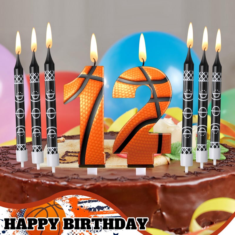 Photect 11 Pcs Basketball Birthday Candles Number 5-9 Candle Cake Topper Decor Basketball Themed Birthday Cake Decorations for Boys Girls Kids Party Supplies Decoration(Number 12) - Image 5