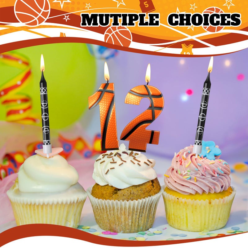 Photect 11 Pcs Basketball Birthday Candles Number 5-9 Candle Cake Topper Decor Basketball Themed Birthday Cake Decorations for Boys Girls Kids Party Supplies Decoration(Number 12) - Image 3