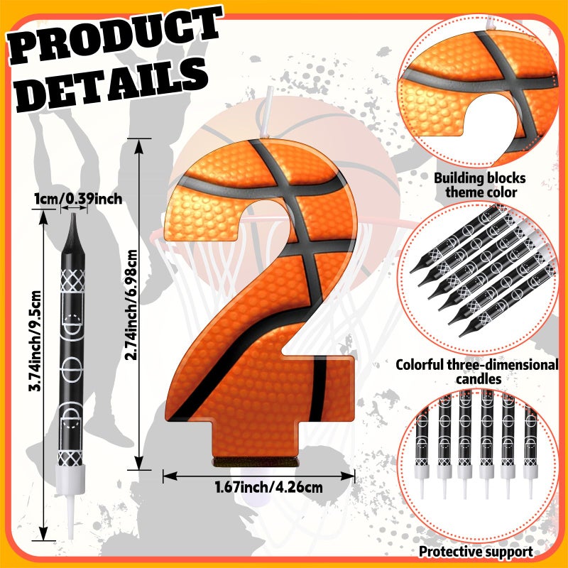 Photect 11 Pcs Basketball Birthday Candles Number 5-9 Candle Cake Topper Decor Basketball Themed Birthday Cake Decorations for Boys Girls Kids Party Supplies Decoration(Number 12) - Image 2
