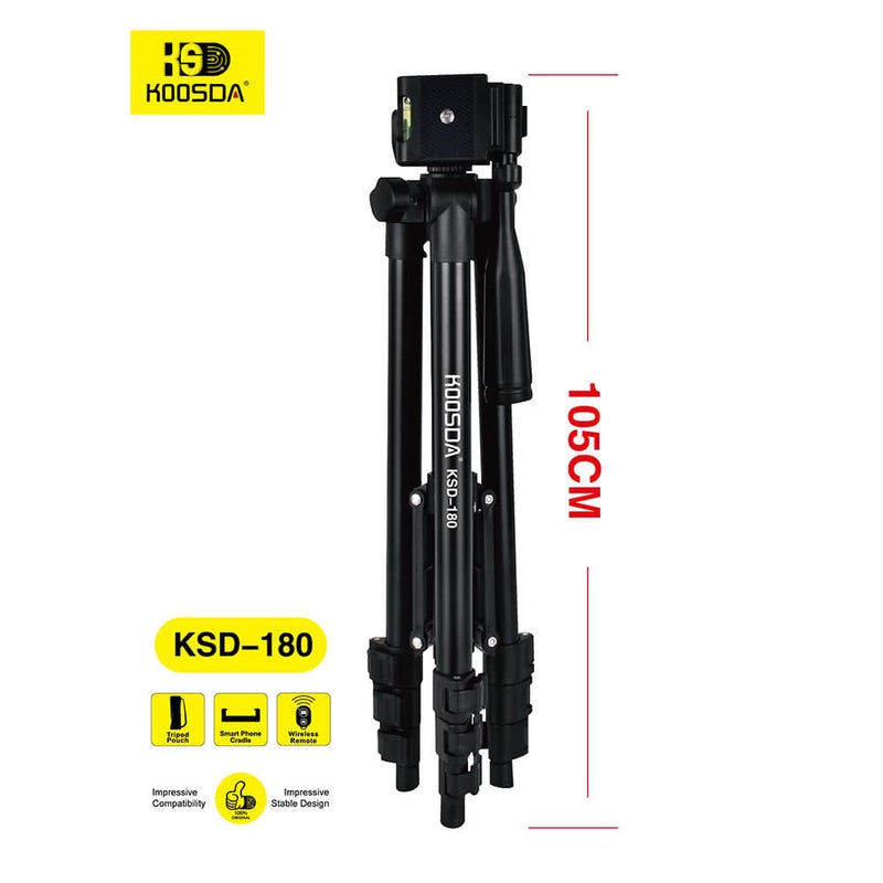 KOOSDA KSD-180 Wireless Tripod Stand with Remote – Perfect for Hands-Free Photography & Live Streaming - Image 1