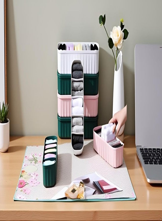 KRISHNPRIYA Plastic drawers organisers Closet Storage Dividers for Underwear, Socks, Bras, Ties, Undergarments, Scarves Socks Tray and organiser storage box wardrobe organiser 5 Grid (4 Pcs) - Image 1