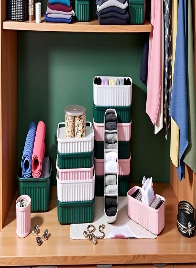 KRISHNPRIYA Plastic drawers organisers Closet Storage Dividers for Underwear, Socks, Bras, Ties, Undergarments, Scarves Socks Tray and organiser storage box wardrobe organiser 5 Grid (4 Pcs) - Image 3