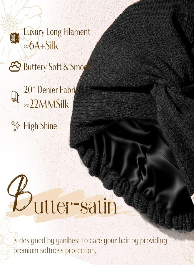 يانيبست قبعة شتوية مبطنة بقماش الساتان الناعم من ياني بيست، قبعة شتوية للجنسين، قبعة حريرية دافئة فضفاضة، أسود - Image 4