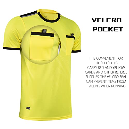 Shinestone Referee Jersey Bundle, Men's Soccer Referee Uniform Short Sleeve Pro Referee Soccer Jersey Perfect for Basketball Football Sports - Includes Referee Jersey and Shorts(Yellow,XL) - Image 4