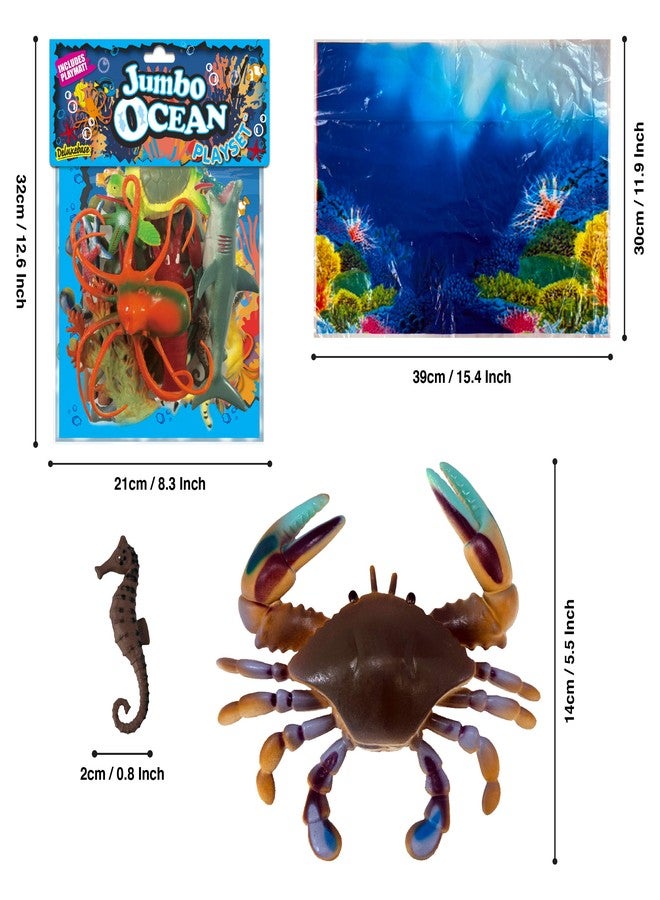 Deluxebase Jumbo Playset - Ocean Animal Figurines from 12-Piece Large Oceanic Figurine Bag Including Shark, Crab, Sea Turtle, Octopus, Starfish and Seal. Great Kids Toys, Gifts and Party Favors. - Image 3
