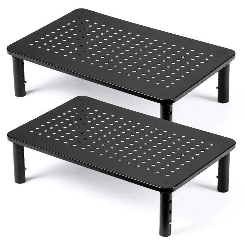 DOLALIKE 2 Pack Desktop Riser 3 Height Adjustable Monitor stands for 2 Monitors PC Computer Printer iMac Desktop Monitor Stand with Ventilated Platform for Airflow
