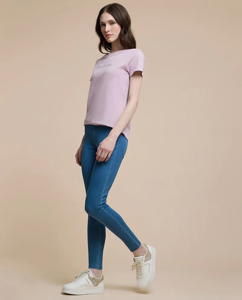 R&b Washed Jeggings With Elastic Waist