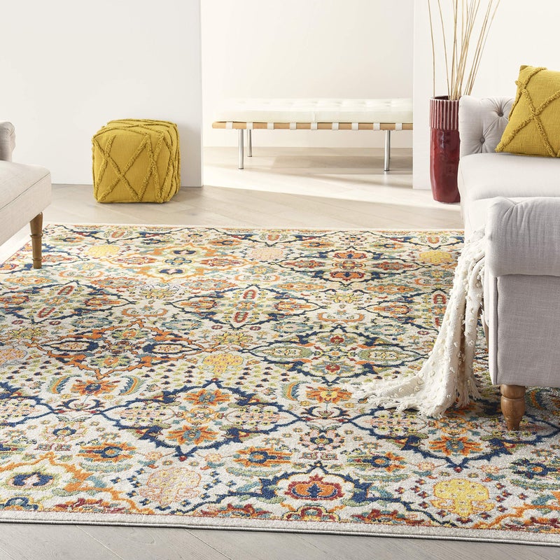 Nourison Nourison Allur Traditional Ivory Multicolor 710 x 910 Area Rug Easy Cleaning Non Shedding Bed Room Living Room Dining Room Kitchen 8x10 
