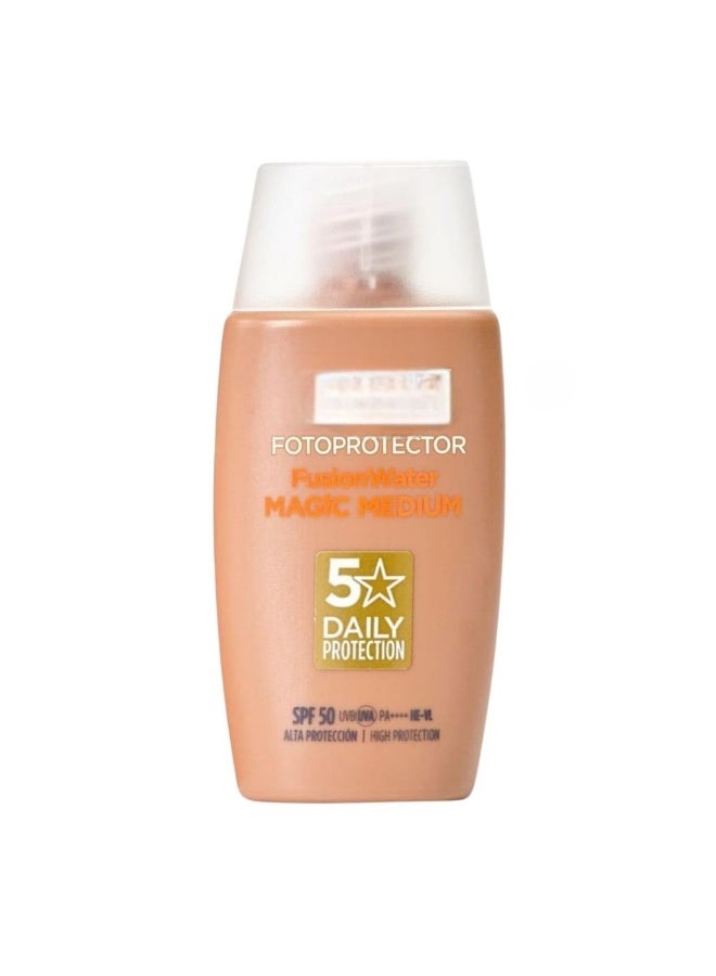 Magic Medium SPF 50 Tinted Sunscreen for Face Ultra Light Hydrating Sun Protection with Natural Glow Finish Oil Free Formula Water Resistant 50ml
