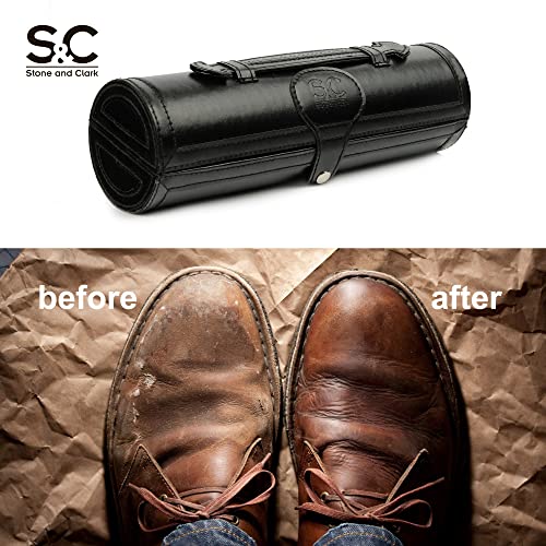 Stone and Clark 12PC Shoe Polish & Care Kit, Leather Shoe Shine Kit with Brown Wax, Shoe Brushes for Polishing, Compact Shoe Cleaning Kit - Image 2