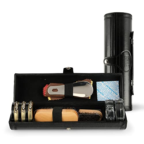 Stone and Clark 12PC Shoe Polish & Care Kit, Leather Shoe Shine Kit with Brown Wax, Shoe Brushes for Polishing, Compact Shoe Cleaning Kit - Image 3