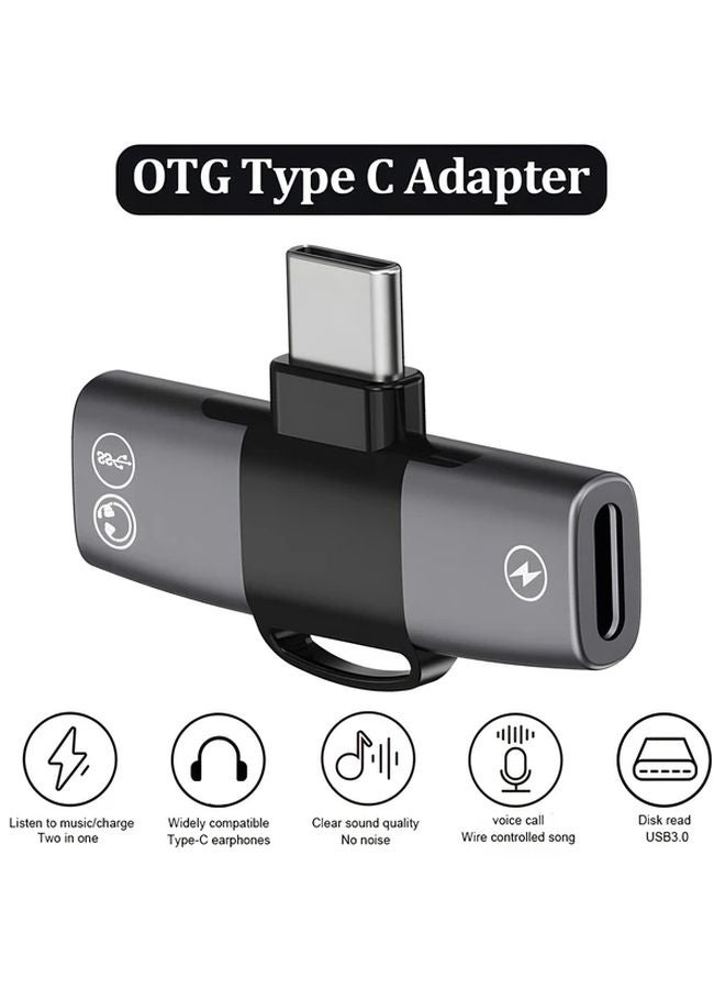 Silvery 15W USB C PD Fast Charger And AUX Audio Splitter Adapter For iPhone 15 Pro Max Xiaomi - Image 2